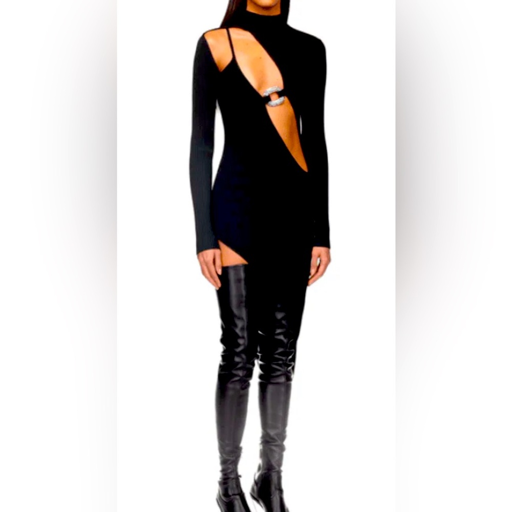 Black Sexy Ribbed Knit Dress sz S